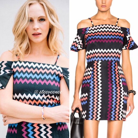 NWT MSGM Chevron Cold-Shoulder Mini Dress ASO Candice King - Picture 1 of 12